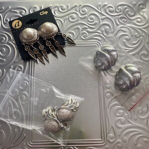 3 CLIP-ON EARRINGS FOR 15$ - vintage Silver Clip-on Earrings , see pics